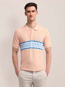 U.S. POLO ASSN. - Horizontal Striped Slim Fit Orange Polo T-Shirt