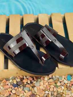 Metro - Brown Leather Round Toe Sandals