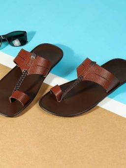 Mochi - Tan Leather Open Toe Kolhapuris