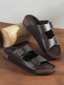 Metro - Brown Leather Round Toe Sandals