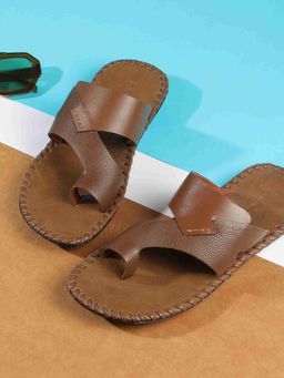 Mochi - Tan Leather Round Toe Sandals