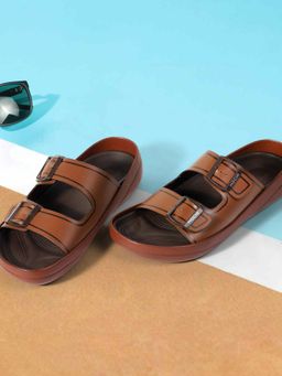 Mochi - Tan Leather Round Toe Sandals