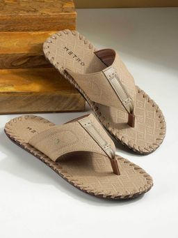 Metro - Beige Synthetic Round Toe Sandals