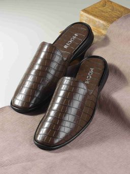 Mochi - Brown Synthetic Round Toe Mules