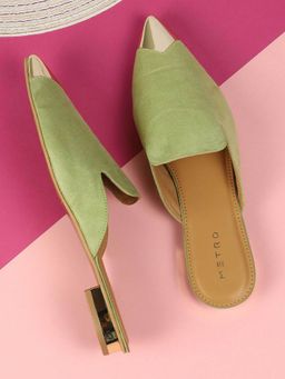 Metro - Green Synthetic Round Toe Mules