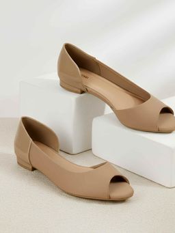 Mochi - Beige Synthetic Round Toe Heels
