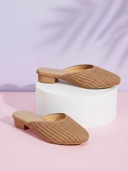 Mochi - Beige Synthetic Round Toe Mules