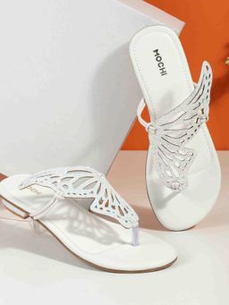 Mochi - White Synthetic Round Toe Flats