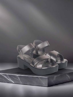 Metro - Grey Synthetic Round Toe Heels
