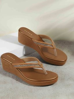 Metro - Brown Synthetic Round Toe Wedges