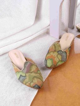 Metro - Green Fabric Round Toe Mules