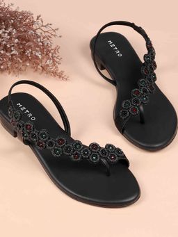 Metro - Black Synthetic Round Toe Flats