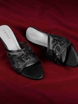 Metro - Black Synthetic Round Toe Heels