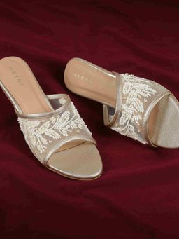 Metro - Gold Synthetic Round Toe Heels