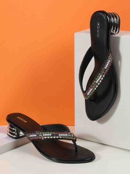 Mochi - Black Synthetic Round Toe Heels