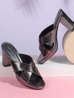 Mochi - Grey Synthetic Round Toe Heels