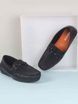 Mochi - Black Leather Round Toe Moccasins