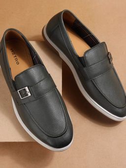 Metro - Green Leather Round Toe Moccasins