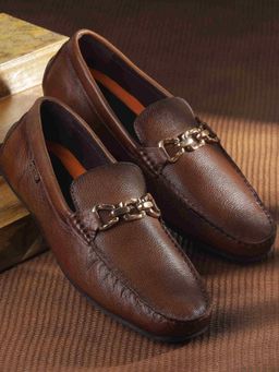 Metro - Brown Leather Round Toe Loafers