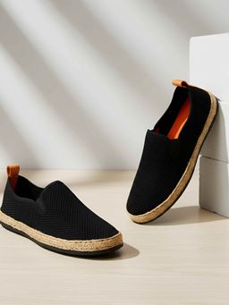 Mochi - Black Fabric Round Toe Loafers