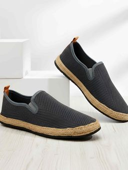Mochi - Grey Fabric Round Toe Loafers