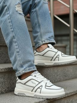 Carlton London - White Synthetic Round Toe Sneakers