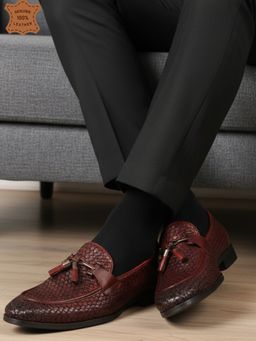 Carlton London - Burgundy Leather Round Toe Moccasins