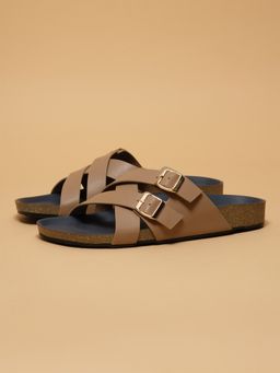 ERIDANI - Beige Faux Leather Round Toe Sandals