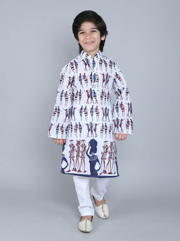Little Clothings - Cotton Handmade Paired with A White Churidar-White (Set of 2)