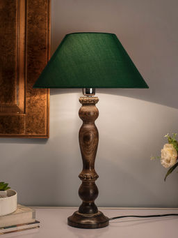 Homesake - Eureka Black Wood Table Lamp Green Shade