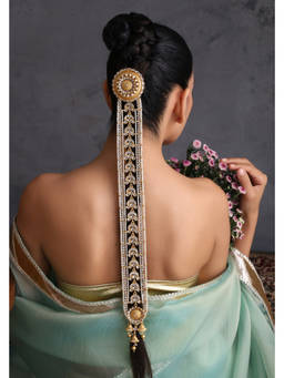 SWABHIMANN - White Faani Kundan Braid Pin
