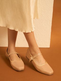 GLAM STORY - Nude Breeze Golden Ballerina with Stylish Belt