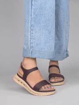 SHUZ TOUCH - Women Cloud Cushion Brown Comfort Sandals