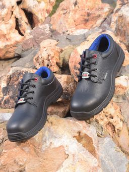 LIBERTY - Freedom Surksha2Cj Black Safety Lacing Derbies Shoes for Men