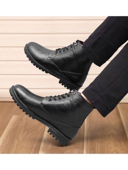 ALCAZO - Synthetic Leather Casual Boots for Men Black