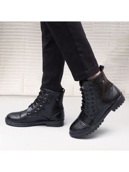 ALCAZO - Synthetic Leather Casual Boots for Men Black