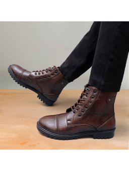 ALCAZO - Synthetic Leather Casual Boots for Men Brown
