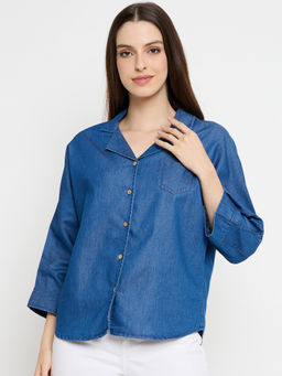 Styli - Womens Denim Dark Blue Shirt