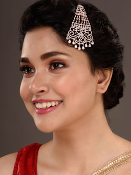 Saraf RS Jewellery - Rose Gold Plated Ad Studded Passa Maangtika