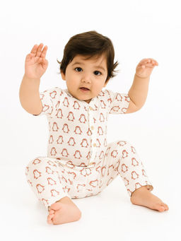 Moms Home - Unisex Organic Cotton Muslin Half Sleeve Shirt and Pyjama