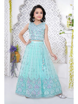 Lagorii - Green Embroidered Lehenga and Choli with Sequin Detailing