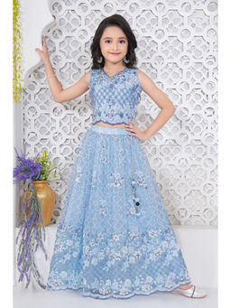 Lagorii - Blue Embroidered Lehenga and Choli with Sequin and Thread Work