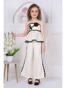 Lagorii - Off White Sleeveless With Black Flower Co-Ord Set