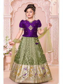 Lagorii - Olive And Purple Lehenga and Choli with Dupatta
