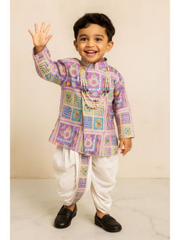 Lagorii - Lavender Kurta with Cream Dhoti