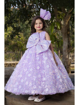 Lagorii - Lavender Party Wear With Sequin Flowers And Giant Bow Gown
