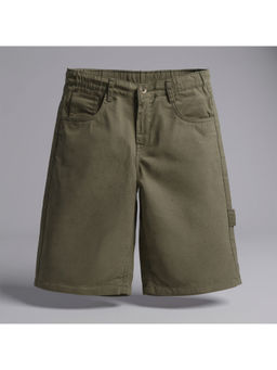 Purple United Kids - Boys Olive Relaxed Fit Knee Length Shorts