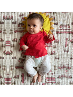 Whitewater - Unisex Organic Red Angrakha and White Pyjama
