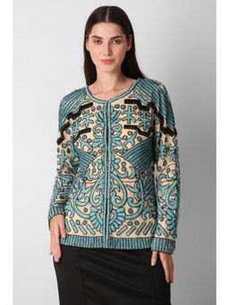 "Two Sisters" by Gyans - Cream Embroidered Light Jacket