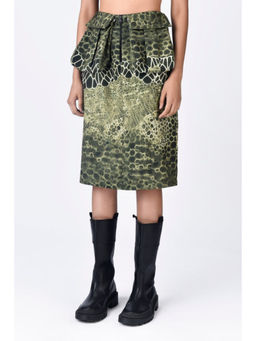 Genes Lecoanet Hemant - Green Crepe Printed Midi Skirt